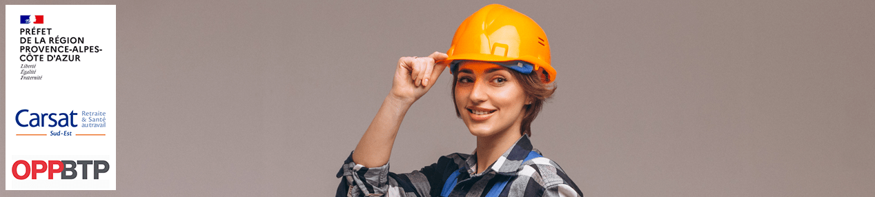 image d'une personne munie d'un casque de chantier pour symboliser la sécurité au travail, infos Carif-Oref Provence - Alpes - Côte d'Azur